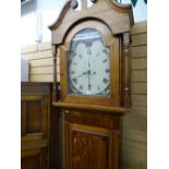 Victorian oak and mahogany longcase clock with 14 ins painted dial and moon phase movement