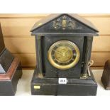 Slate mantel clock with pillar supports