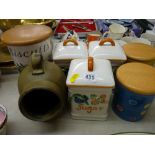 Quantity of vintage and other storage jars and a salt pot