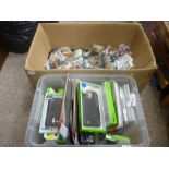 Crate of mobile phone and electronic notebook protectors and a large quantity of ink stampers and