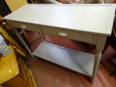 Grey painted two drawer console table