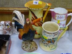 Burleighware jug, Crown Devon Fieldings Widecombe Fair jug and one other, a Beswick 2059 pattern