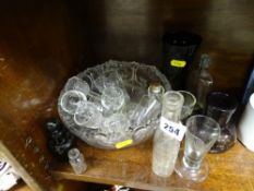 Parcel of mixed glassware including measures, miniature bottles etc