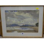 M E AYRTON framed watercolour study - possibly North Wales, 26 x 28 cms