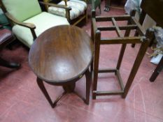 Small oval occasional table with lower shelf and a four section stickstand (no drip trays)