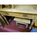 Pine single drawer washstand and stool