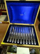 Canteen of Walker & Hall all metal fish knives and forks (eleven of each)