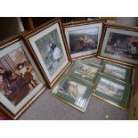 Set of four confident Continental watercolours, unsigned and a set of four classically styled framed