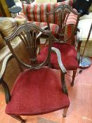 Two splatback wheatsheaf armchairs
