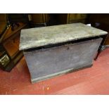 Antique pine chest with lift-up lid and interior drawers