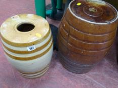 Doulton Lambeth pottery barrel and one other