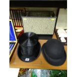 Top hat with original carry case and a bowler hat