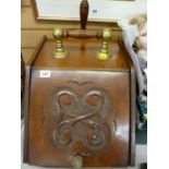 Vintage mahogany coalbox with shovel