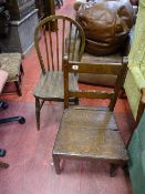 Farmhouse style chair and a spindleback chair