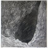 DAVID GUNNING artist's proof etching - entitled 'Paviland Cave in The Gower', signed and dated 1991,