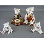 FOUR ROYAL CROWN DERBY PAPERWEIGHTS in the form of teddy bears, a 1997 exclusive for the Royal Crown