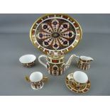 A ROYAL CROWN DERBY MINIATURE CABARET SET WITH TRAY and a two handled mug, '1128' pattern, all first