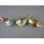 THREE ROYAL CROWN DERBY PAPERWEIGHTS including a Collector's Guild 'Crested Tit' and a '