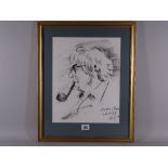 PASTEL - portrait of a pipe smoking gent, indistinctly signed and dated 26th August 1999, 34 x 27