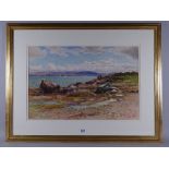 JAMES AITKEN watercolour - North Wales lake scene, signed and entitled label verso 'Boats on Bala