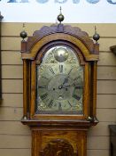 AN ATTRACTIVE OAK ARCHED TOP BRASS DIAL LONGCASE CLOCK by Richard Honeybone, Wanborough, 11.75 ins