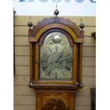 AN ATTRACTIVE OAK ARCHED TOP BRASS DIAL LONGCASE CLOCK by Richard Honeybone, Wanborough, 11.75 ins