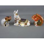 THREE ROYAL CROWN DERBY PAPERWEIGHTS, 'Derby Ram', 'Squirrel' numeral marked LXI and 'Recumbent