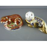 TWO ROYAL CROWN DERBY PAPERWEIGHTS, 'Harbour Seal' no. 1788/4500 and 'Otter', both with gold