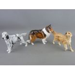 THREE ROYAL DOULTON DOG FIGURINES, a collie HN1058, a grey setter HN1050 and a retriever with no