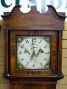 A 19th CENTURY INLAID OAK & MAHOGANY PAINTED DIAL LONGCASE CLOCK by James Smith, Wrexham, 13 ins