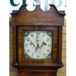 A 19th CENTURY INLAID OAK & MAHOGANY PAINTED DIAL LONGCASE CLOCK by James Smith, Wrexham, 13 ins