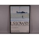 L S LOWRY Centenary Exhibition Poster - The Salford Art Gallery, November 1987, 58 x 40 cms