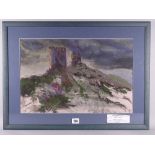 EMMA SUNERTON-BURL pastel - Dolwyddelan Castle, signed with initials, 37.5 x 48 cms