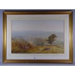 JAMES WHAIT watercolour - busy harvesting scene with figures, horses and hay carts, signed, 40 x