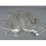 A QUANTITY OF ENGLISH & CONTINENTAL SILVER & WHITE METAL FLATWARE, the hallmarked quantity 3.2