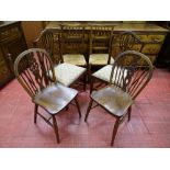 THREE PAIRS OF VINTAGE OAK CHAIRS, various measurements