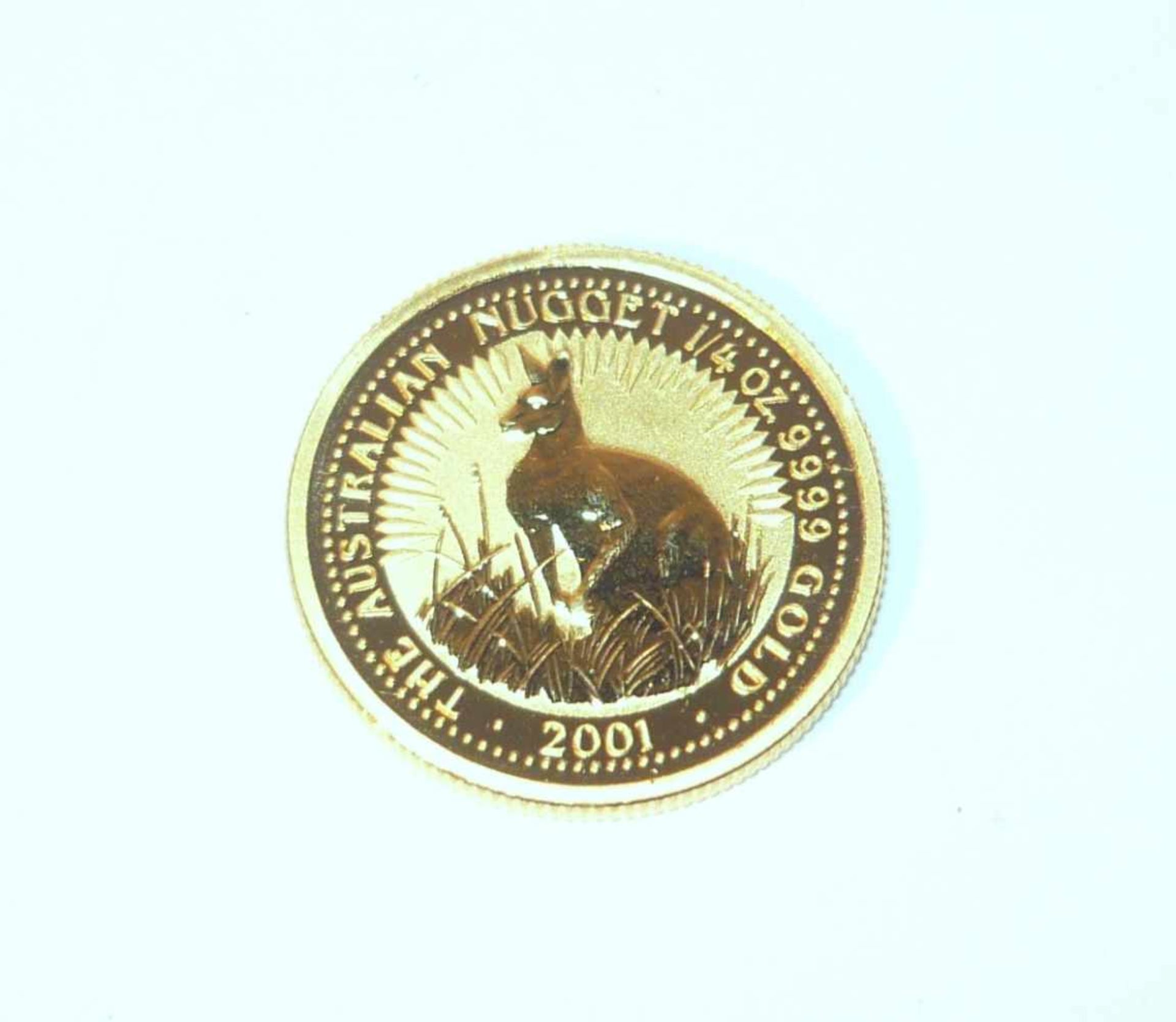 25 Australische Dollar in Gold. 2001, 1/4 OZ. DM ca. 18 mm.25 Australian Dollar in gold. 2001, 1/4