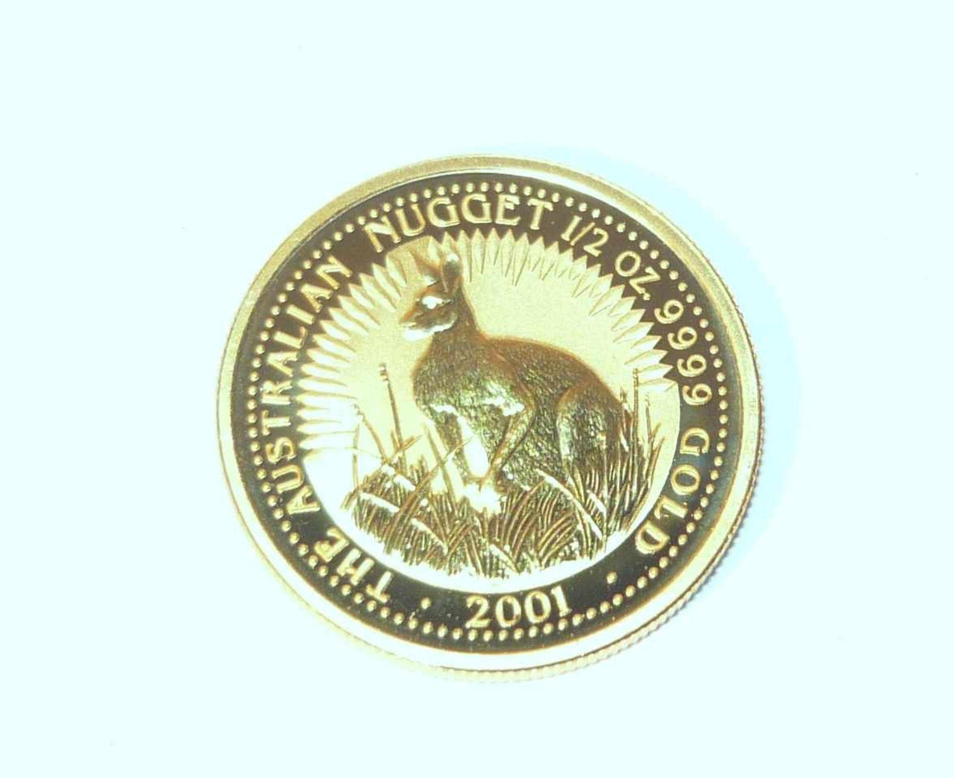 50 Australische Dollar in Gold. 2001, 1/2 OZ. DM ca. 24 mm.50 Australian Dollar in gold. 2001, 1/2