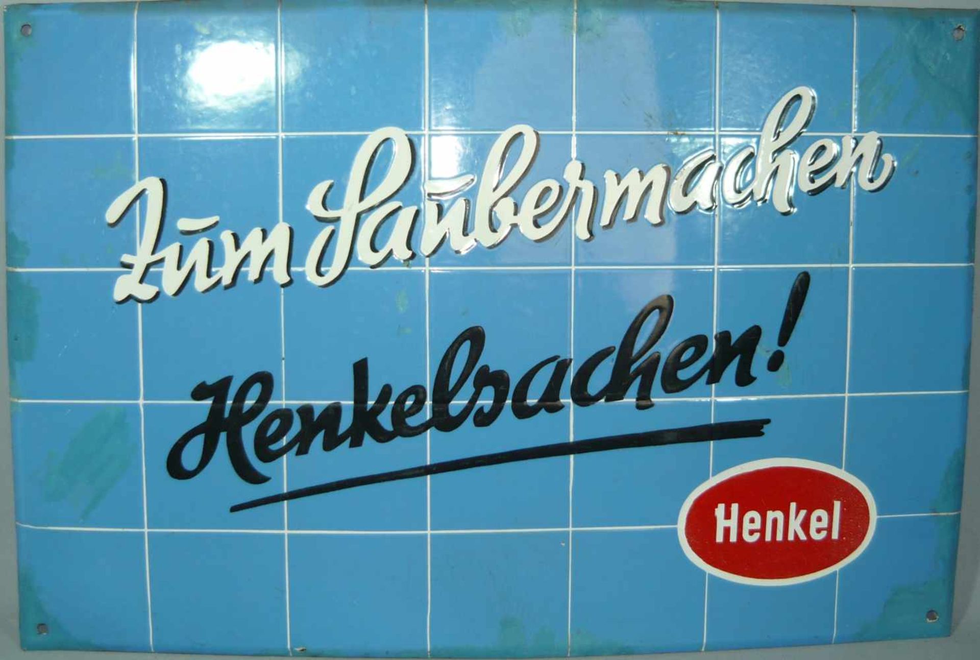 Henkel. Emaille- bzw. Werbeschild. Vintage. Maße ca. 40x60 cm. Rest.Henkel. Emaille-/ advertising