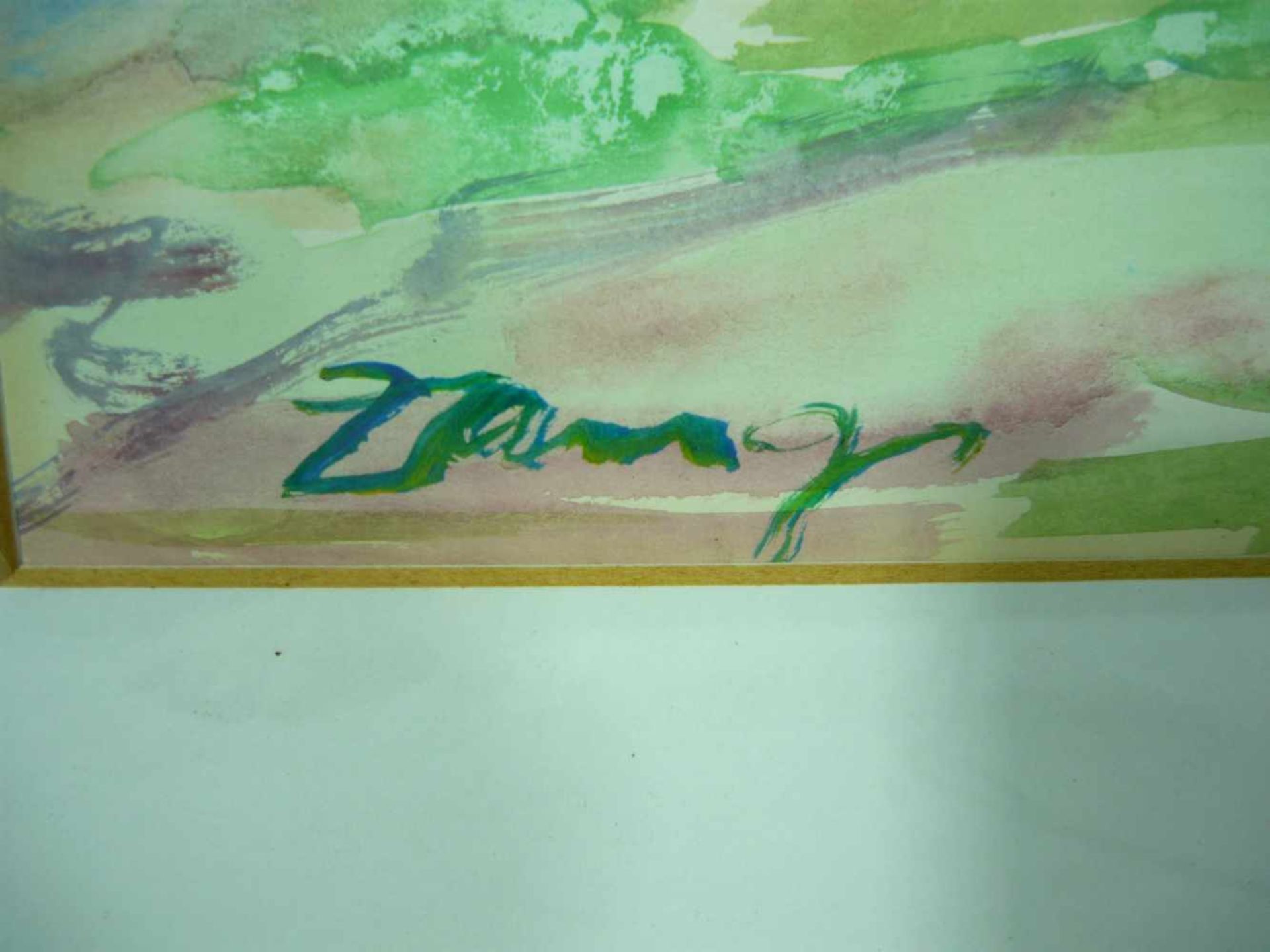 Herbert Zangs (*1924, Krefeld - 2003, ebd.). Haus in weiter Landschaft. Aquarell. Sign. u. li. - Bild 2 aus 2