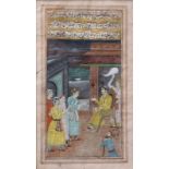 Indien, 19. Jh.Zwei Blätter mit versch. Darstellungen. Feine Pigmentmalerei auf Papier, partiell