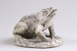 Brunnenfigur.Wasserspeier, Sitzender Frosch. Steinguss. H: 18 x 25 cm. 20.00 % buyer's premium on