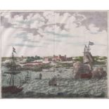 Ogilby, John. 1600 - 1676.Kupferstich 17./18. Jh., altkolriert. Arx Nassov II, Bahamas. Arx Nassov
