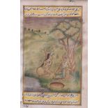 Indien, 19. Jh.Zwei Blätter bemalt mit versch. Darstellungen. Feine Pigmentmalerei auf Papier. Unter
