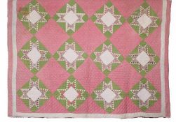 Quilt.Illiniois. 2. V. 19. Jh. Octogonal-Star Quilt. Baumwolle, Patschwork. L: 2,10 x 1,75 cm.