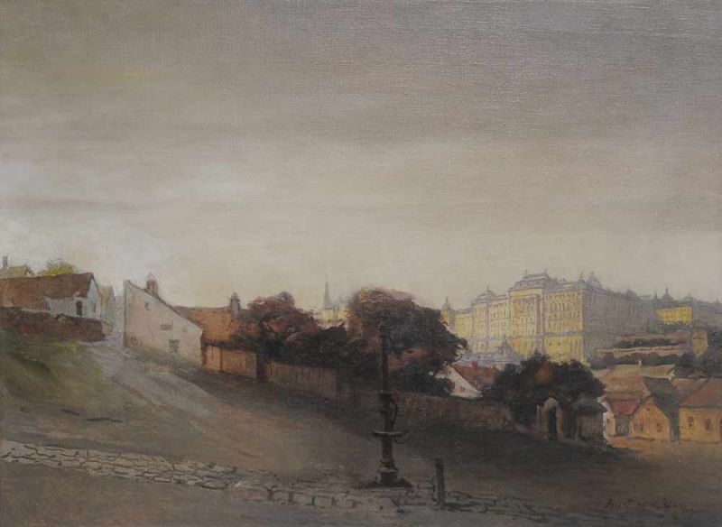 Gyula, Háry. Zalaegerszeg 1864 - 1946 Budapest.Budapest mit Blick auf den Burgpalast. Ein äußerst