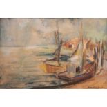 Richter, Anton. Schwarzenbach 1900 - 1962 ebenda."Segelboote". Pastellkreide auf Karton. Rects u.