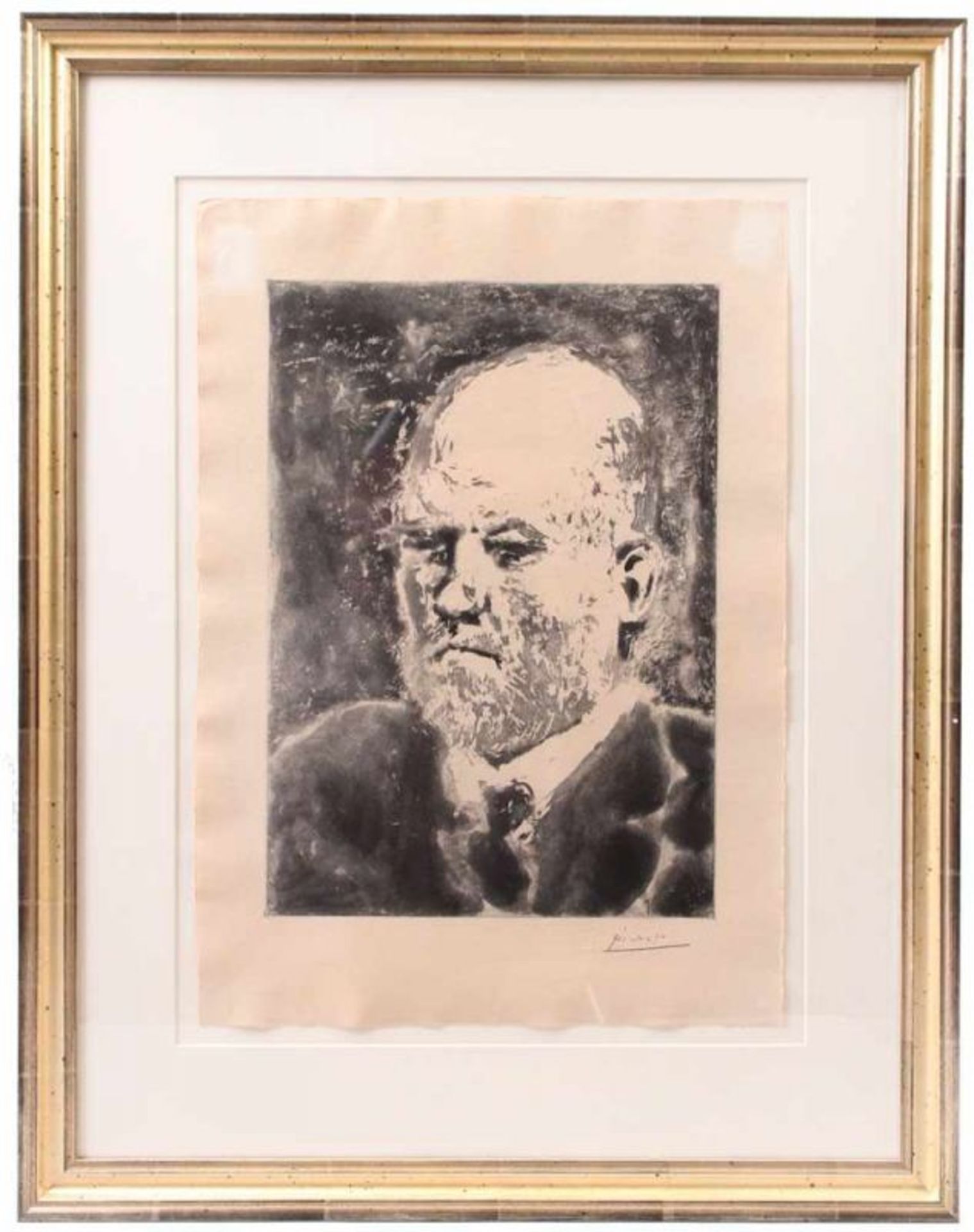 Picasso, Pablo. Málaga 1881 - 1973 Mougins.Suite Vollard, "Portrait de Vollard III". Handgeschöfftes - Bild 2 aus 2