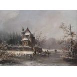 Stademann, Adolf. München 1824 - 1895 ebenda.Winterlandschaft mit Pferdeschlitten und