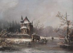 Stademann, Adolf. München 1824 - 1895 ebenda.Winterlandschaft mit Pferdeschlitten und